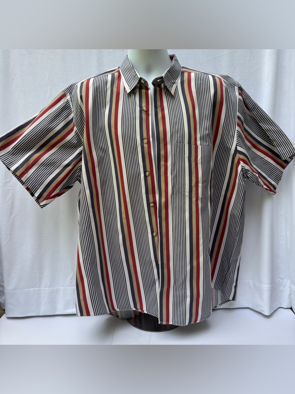 Vintage Geoffrey Beene Mens Single Needle  Tailored Shirt Oversized Large Stripe